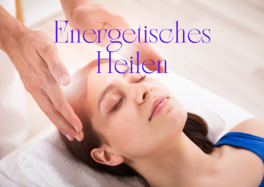 Eine Person empfängt energetisches Heilen, mit Händen über ihrem Kopf.